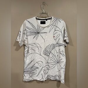 Mufti Men’s White Cotton Slim Fit Printed T-Shirt Size XL